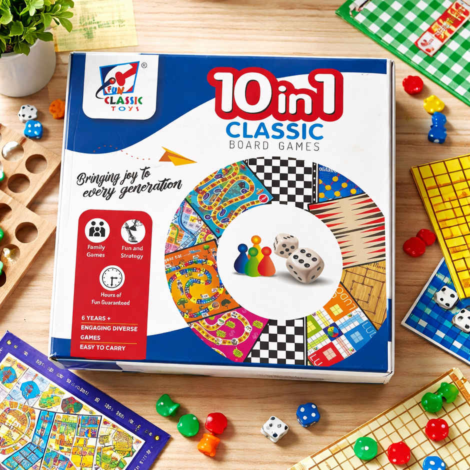 Fablue 10 in 1 Classic Board Games for Kids | Educational & Learning Board Games