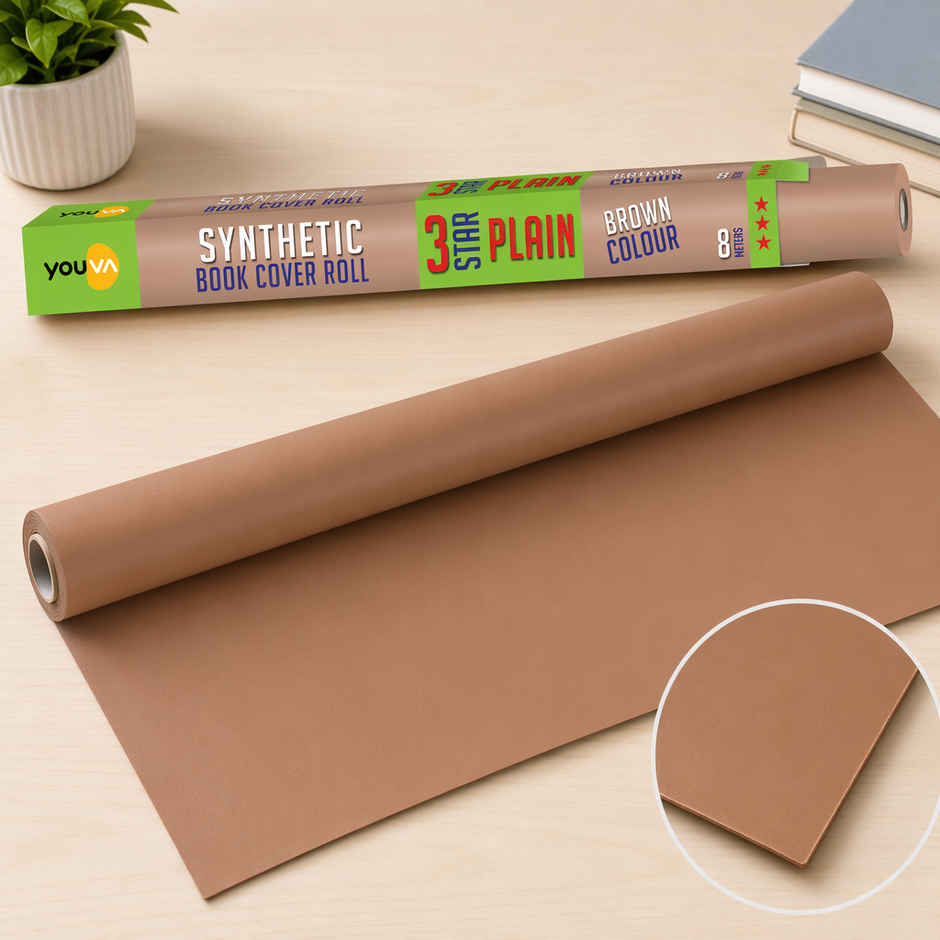 Navneet Youva Synthetic Cover Rolls Plain 3 Star 8 Meters Length X 35.5 Cm Height Brown