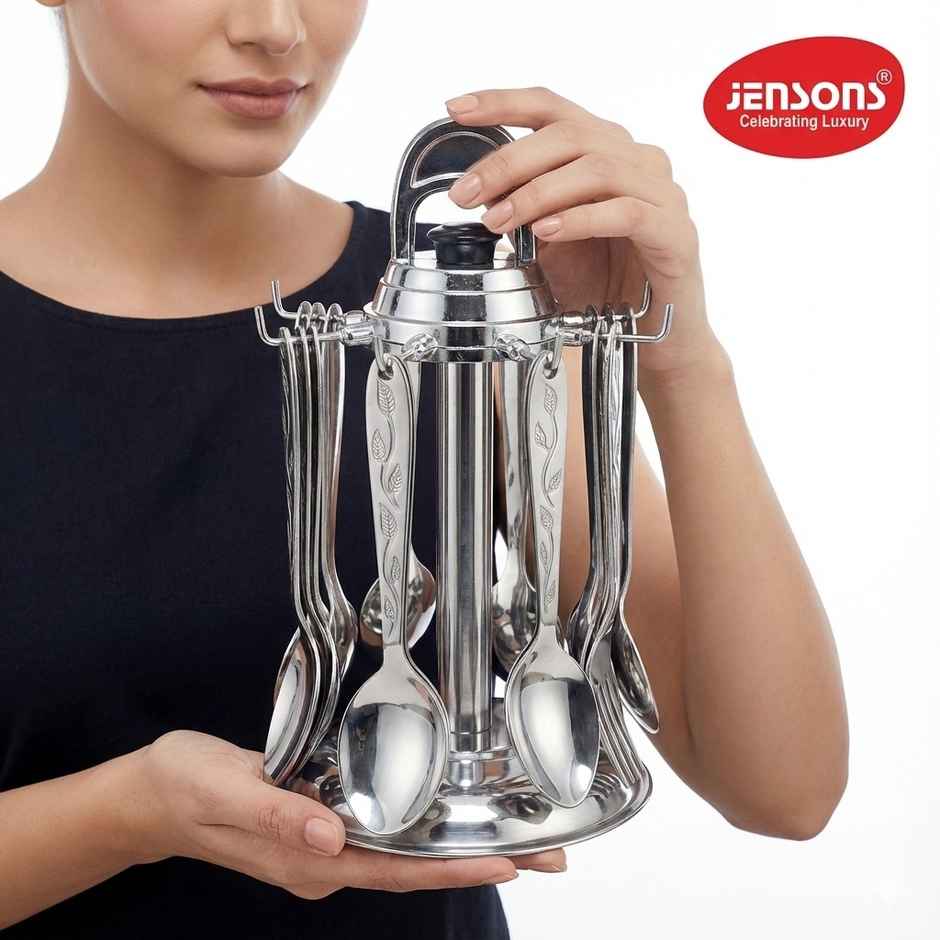 Jensons Stainless Steel Round Cutlery Set With Stand