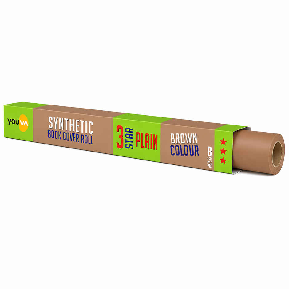 Navneet Youva Synthetic Cover Rolls Plain 3 Star 8 Meters Length X 35.5 Cm Height Brown