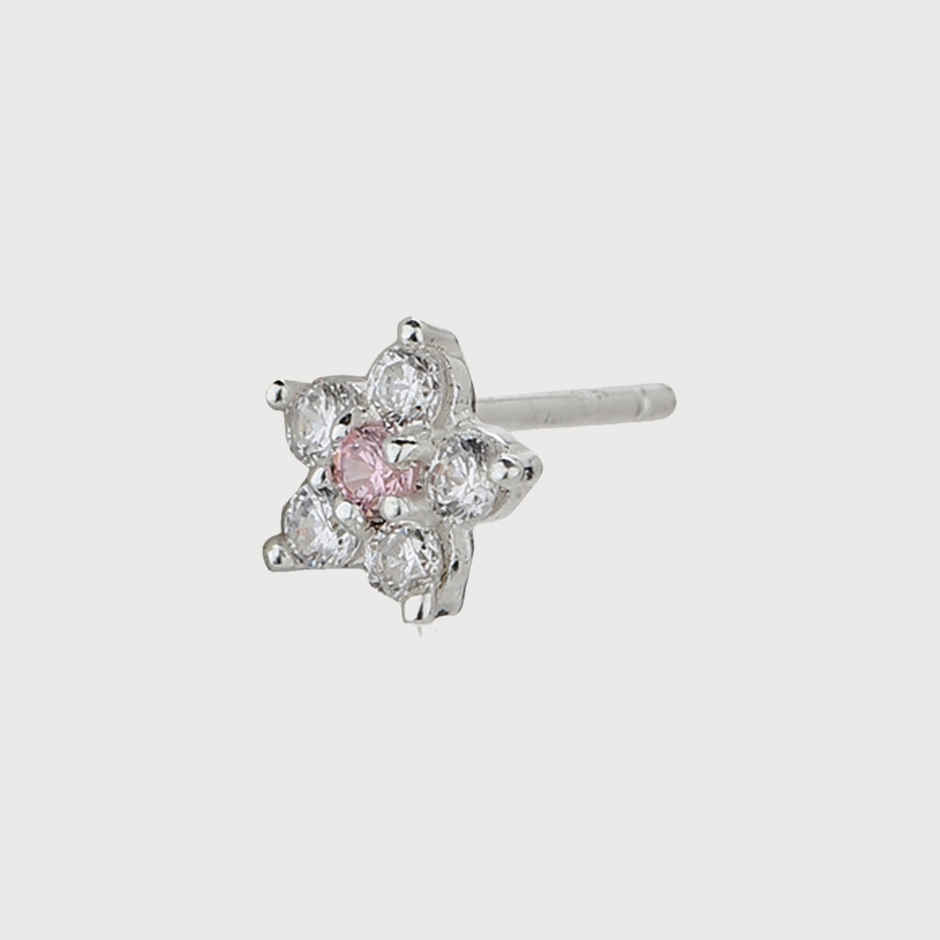 Carlton London 925 Sterling Silver Rhodium Plated with CZ Floral Stud Earring | S122327E-1