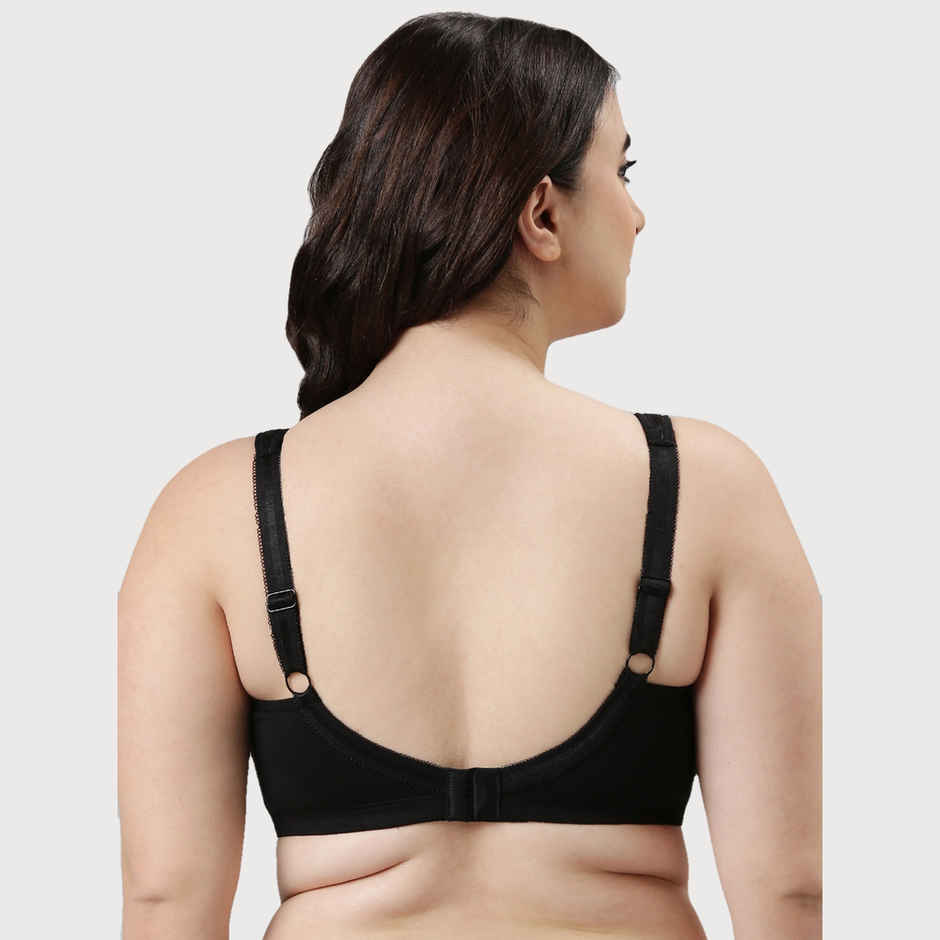 Enamor Women's A112 Super Lift Classic Full Support Cotton Bra | Non Padded | Wirefree | Black - 36DD