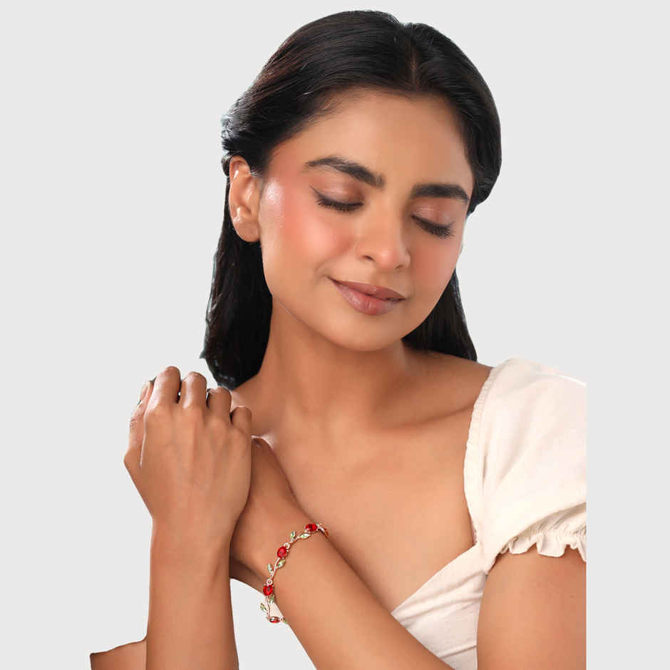 Yellow Chimes Rose Chain Swiss Zircons Designer Bracelet for Women