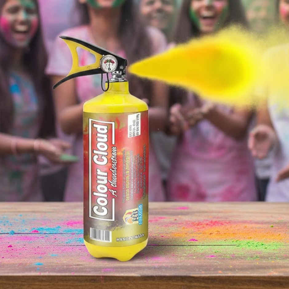 Holi Colour Cloud Cylinder Spray | Yellow | 2 kg | Cock