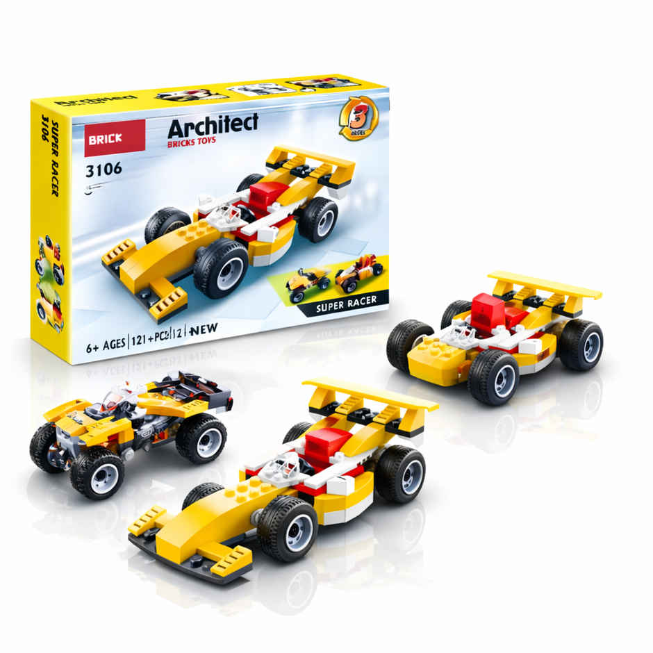 Fablue 3 in 1 Formula F1 Architect Building Blocks Toy Set for Kids