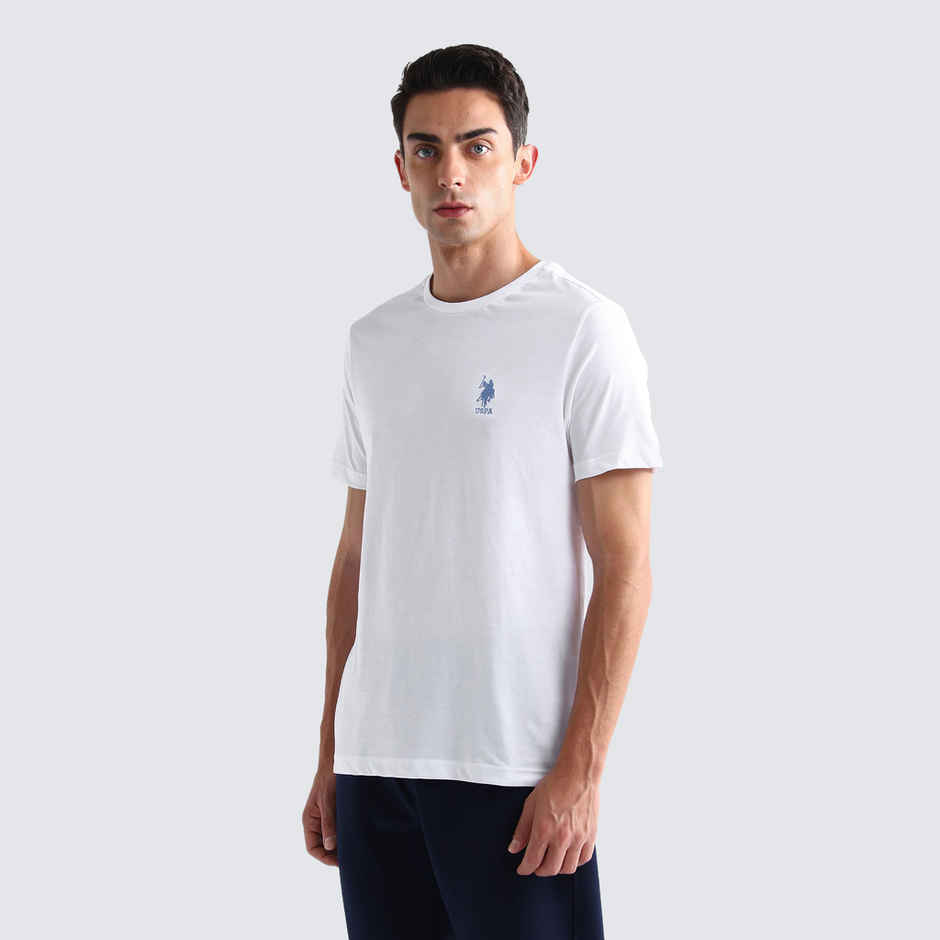 U.S. Polo Assn. Men's Crew Neck Embroidered Logo Lounge T-Shirt | White - L