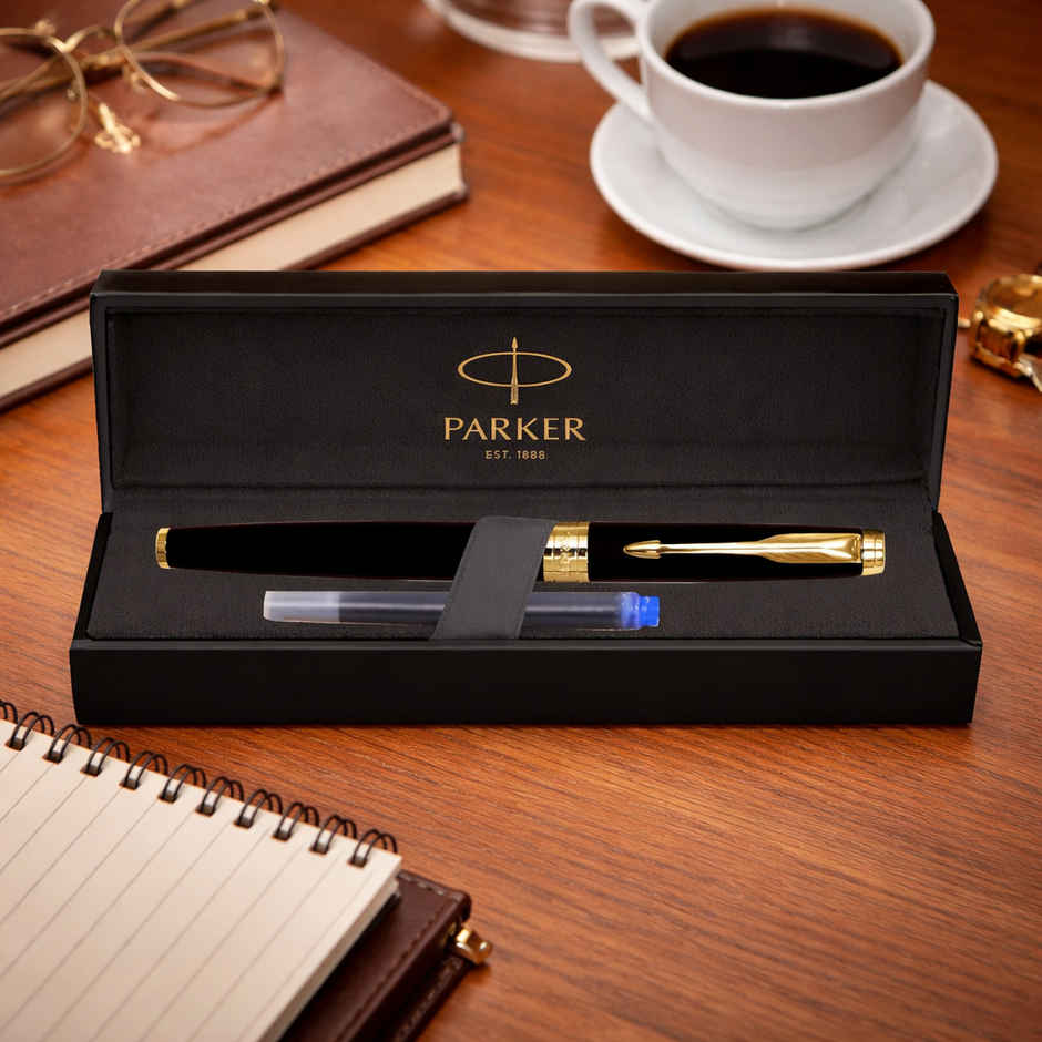 Parker Aster Matte Black | Gold Trim | Fountain Pen- Medium Nib