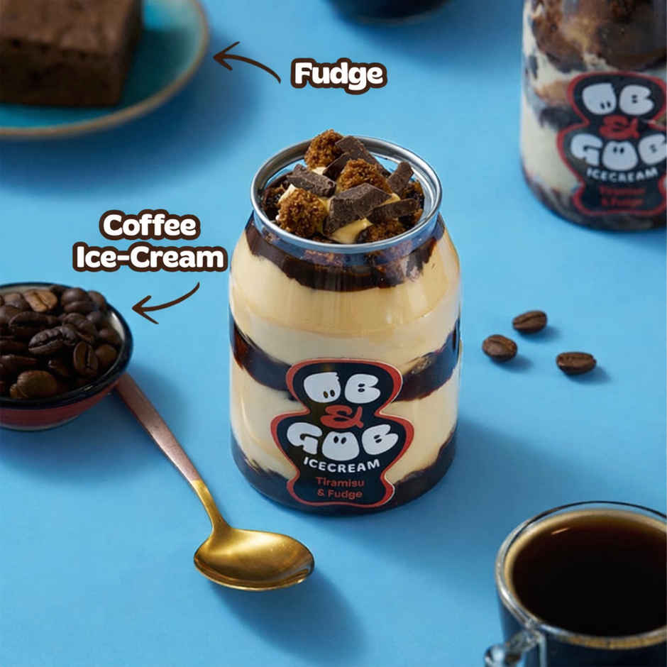 Ob & Gob Tiramisu & Fudge Ice Cream Sundae (200ml) & Ob & Gob Vanilla & Choco Brownie Ice Cream Sundae (200ml) Combo