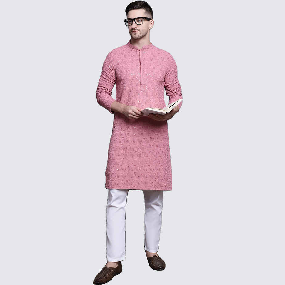 Jompers Men's Kurta | Ko 5006 | Coral - M