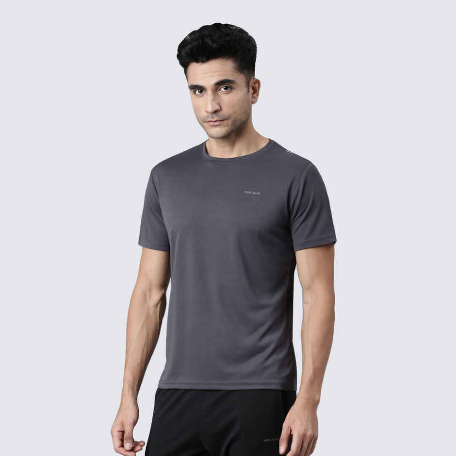 Pepe Jeans Mens Grey Dry Fit T-Shirt - Pack of 1 (S) Comfort Fit, Soft Fabric, Breathable