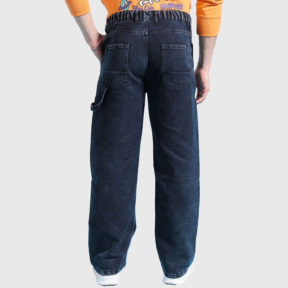 The Indian Garage Co Men's G371 Baggy Fit Solid Street Jeans | Dark Blue | 34
