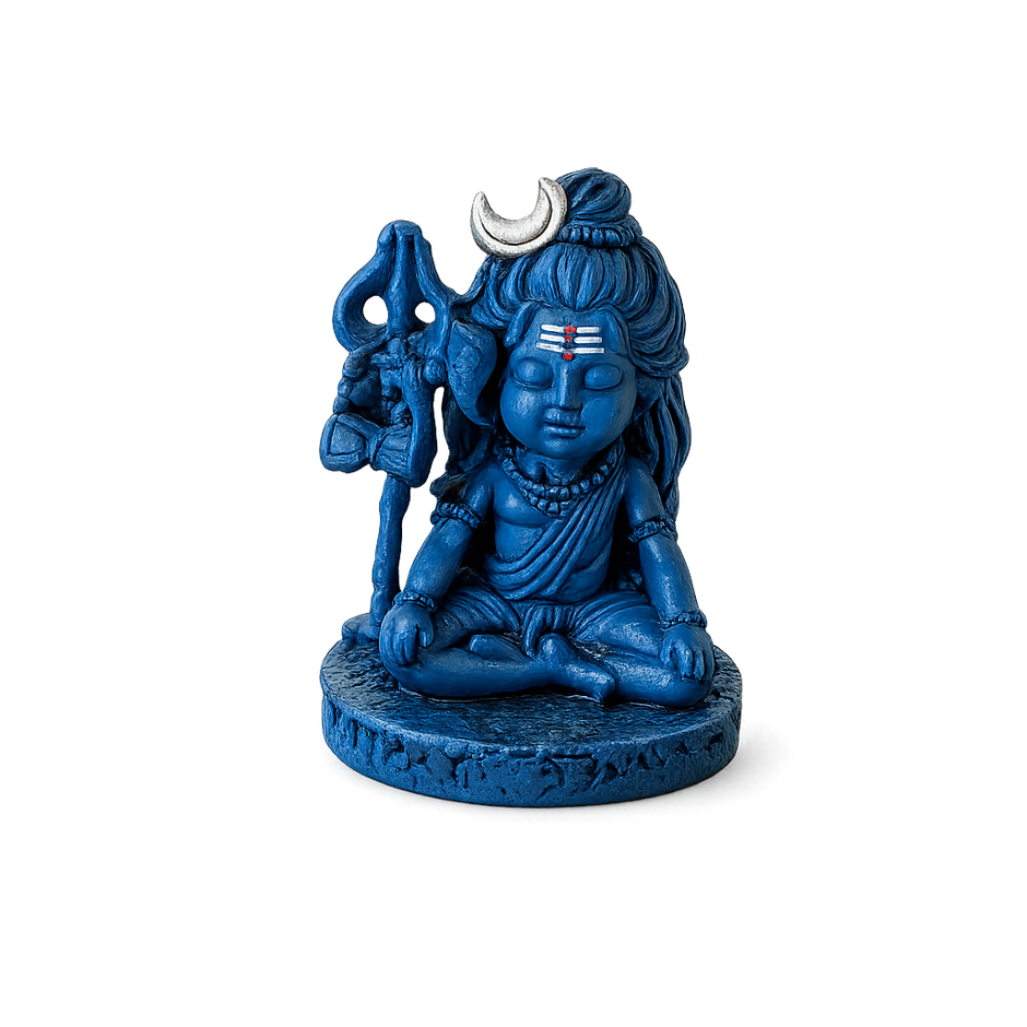 Meditating Lord Shiva Idol | Blue Shiv Murti with Trishul | eCraftIndia