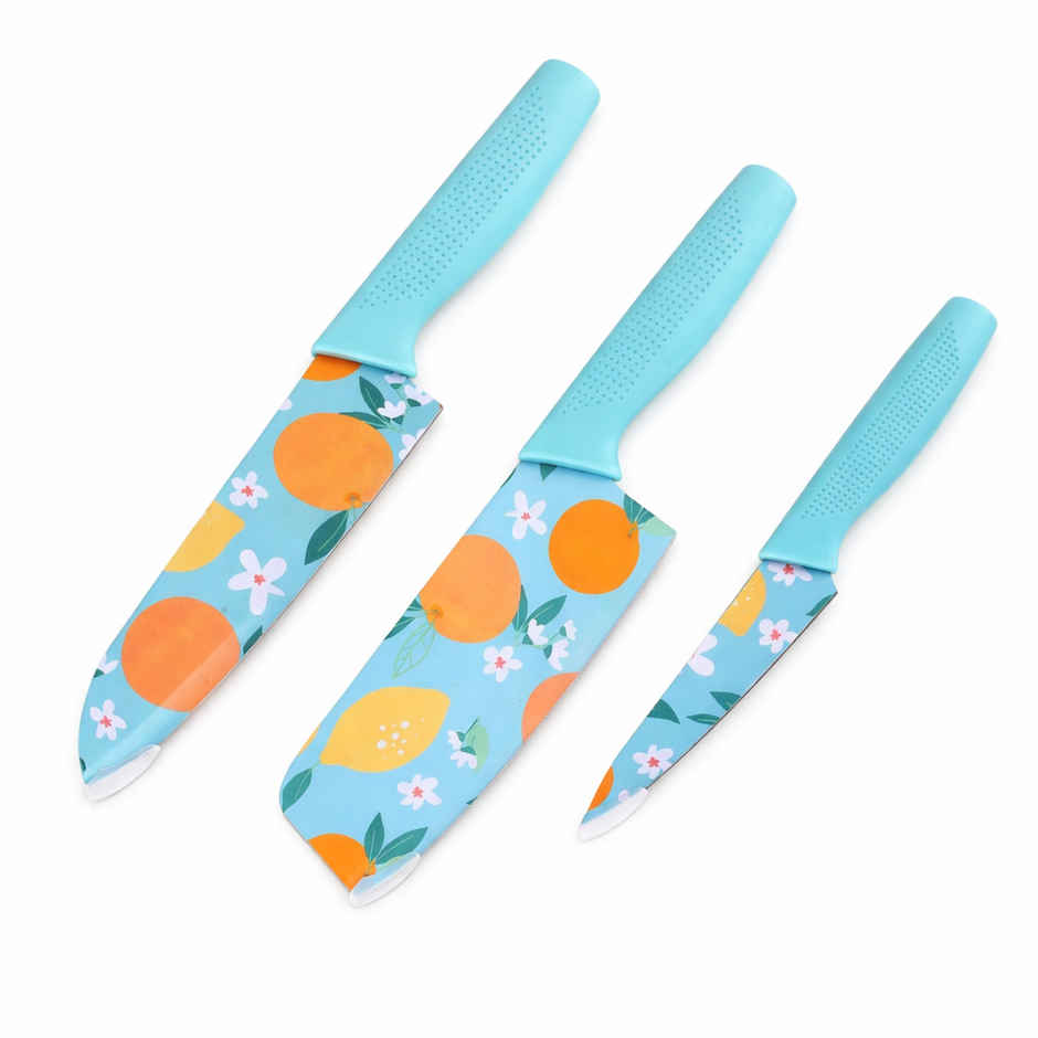Daluci Kitchen Knife Set Professional High Stainless Steel Coated Ergonomic Handle Blue