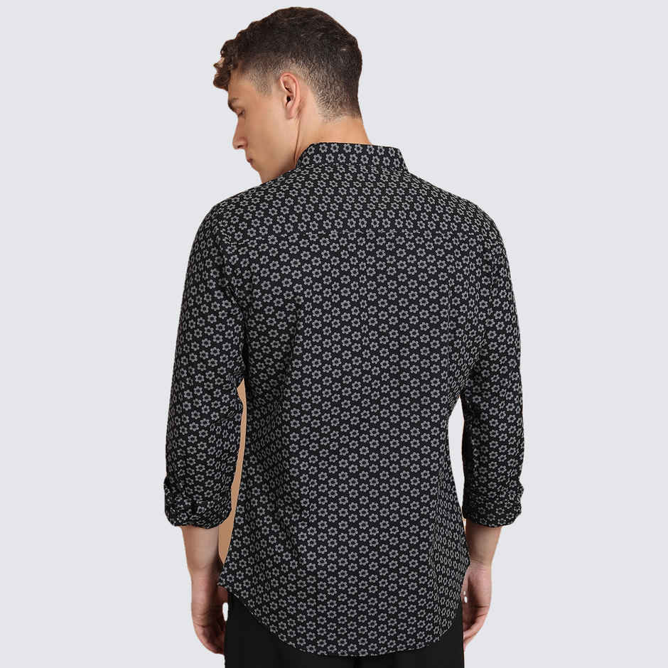 Ketch Men Printed Shirt | Slim Fit | Black | XL