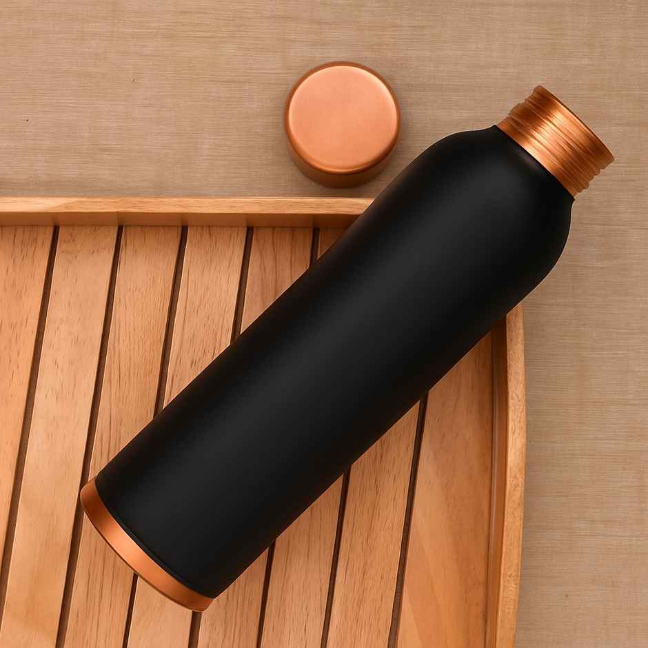 OGGN Copper Water Bottle For Daily & Office Use 950 ml, Black |Pure Copper