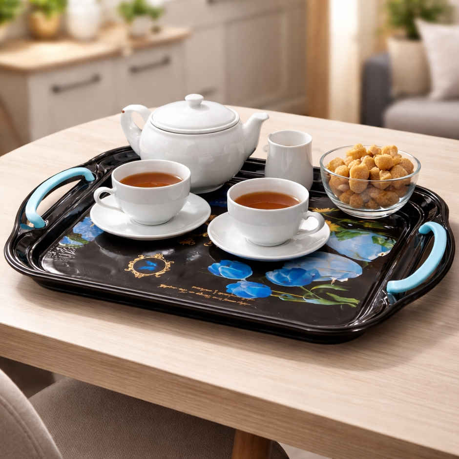 Daluci Serving Tray with Handles | Black | Small Medium Large