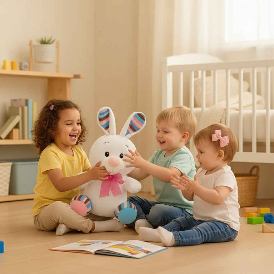DearJoy Playful Bunny Soft Toy White 25 cm