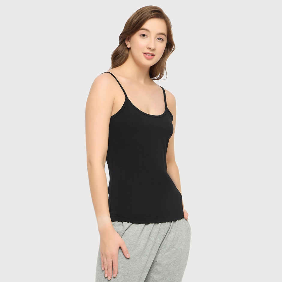 Clovia Chic Basic Camisole - Cotton(Black - S)