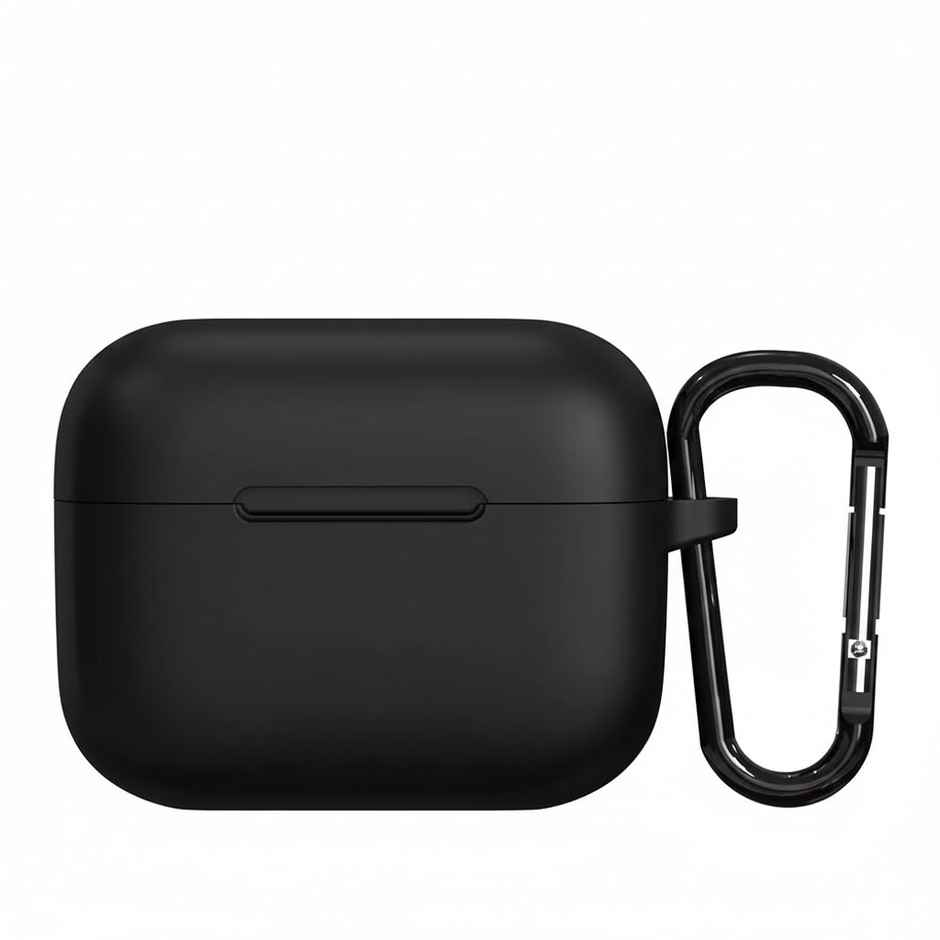 Sounce Earphone Case Cover Compatible with Boat Airdopes 163 / Airdopes 161, Soft Silicone Skin Case Cover Shock-Absorbing Protective Case with Keychain-Black 
