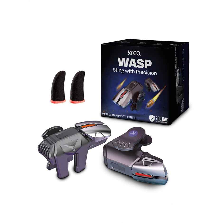Kreo Wasp Pubg Gaming Trigger With Free Finger Sleeves For Mobile Gaming, Bgmi Triggers For Mobile