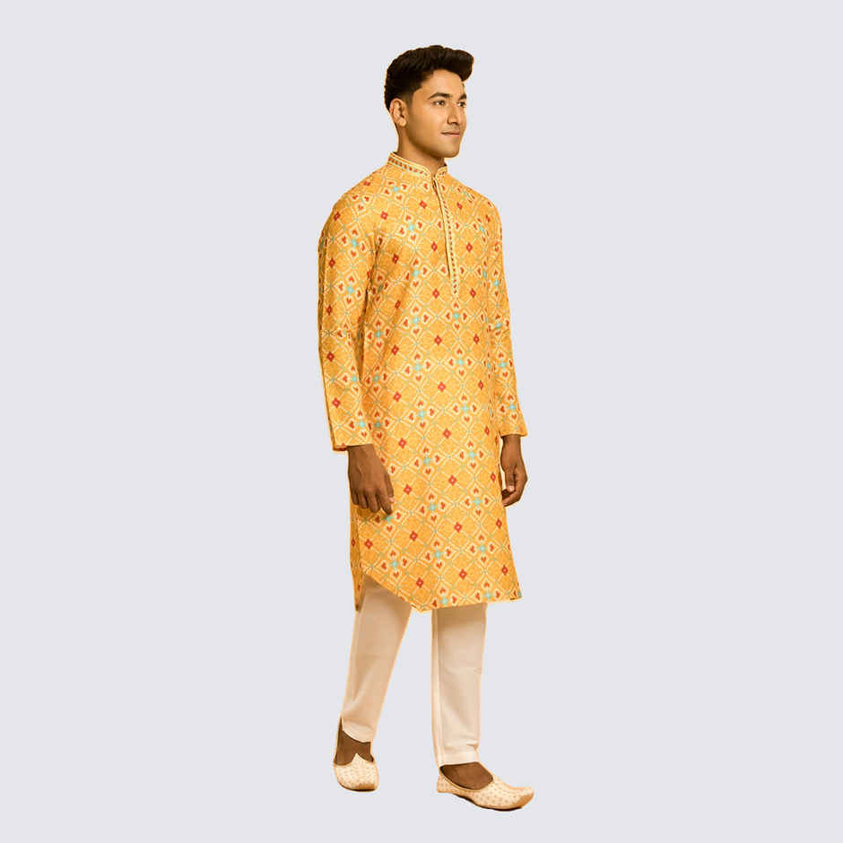 Diwas By Mayavar Men's Majestic Kurta | Mustard - XL