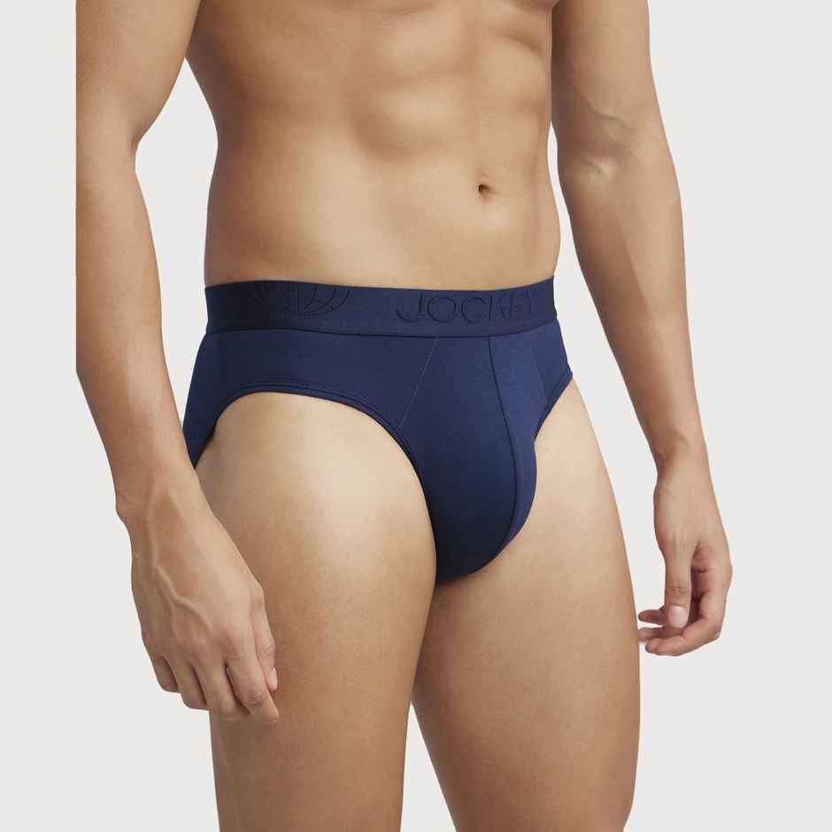 Jockey IC24 Men's Tencel Micro Modal Cotton Underwear Elastane Solid Brief | Stayfresh Properties | Navy - M