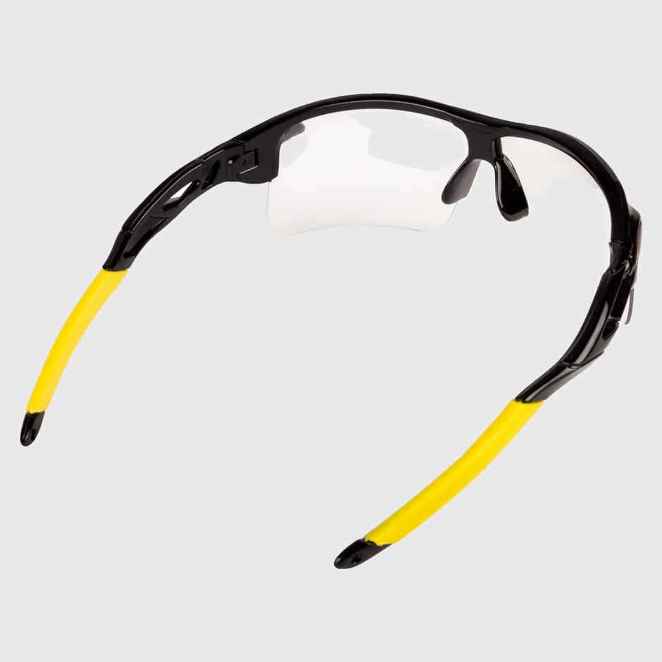 NuVew Unisex Sports Riding Sunglasses | Black-Yellow frame with Clear lens - Medium