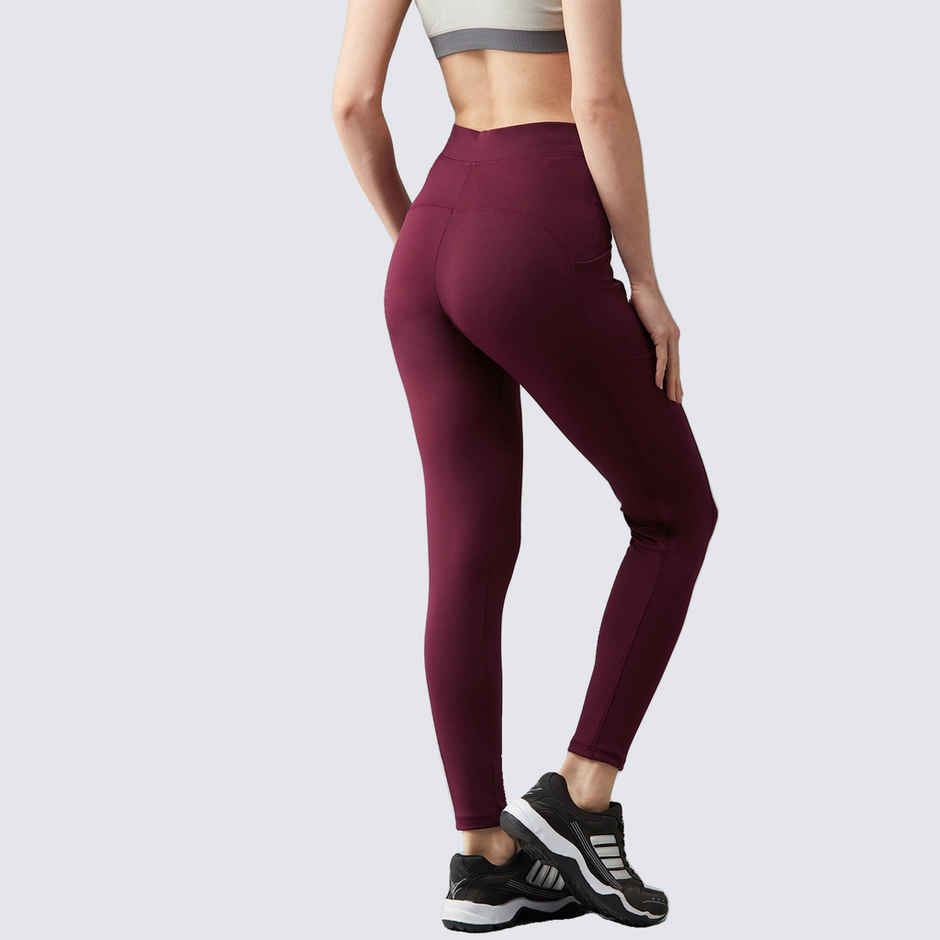 Blinkin Women's Gym Pants & Tights - Maroon | Workout | With Side Pockets | L