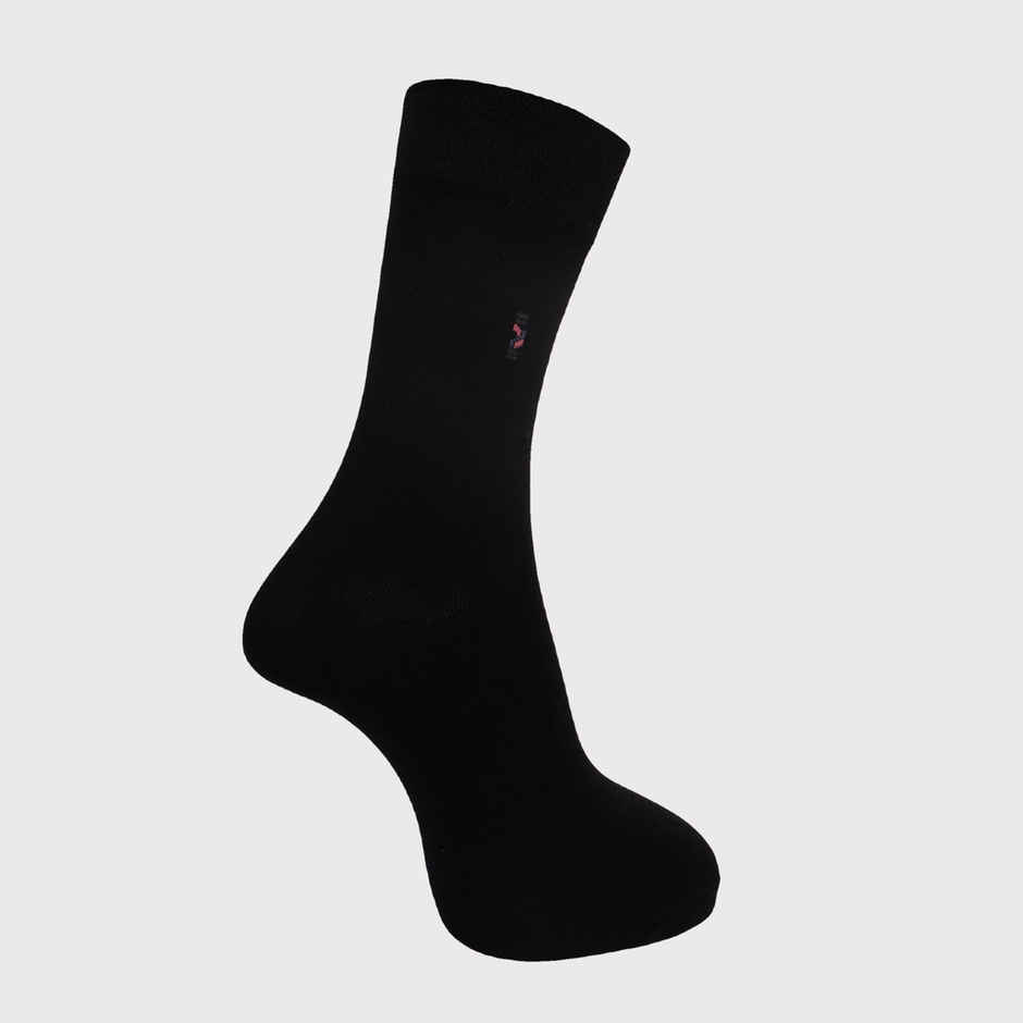 Dollar Men's Solid Cotton Calf Length Socks | Black - Free Size