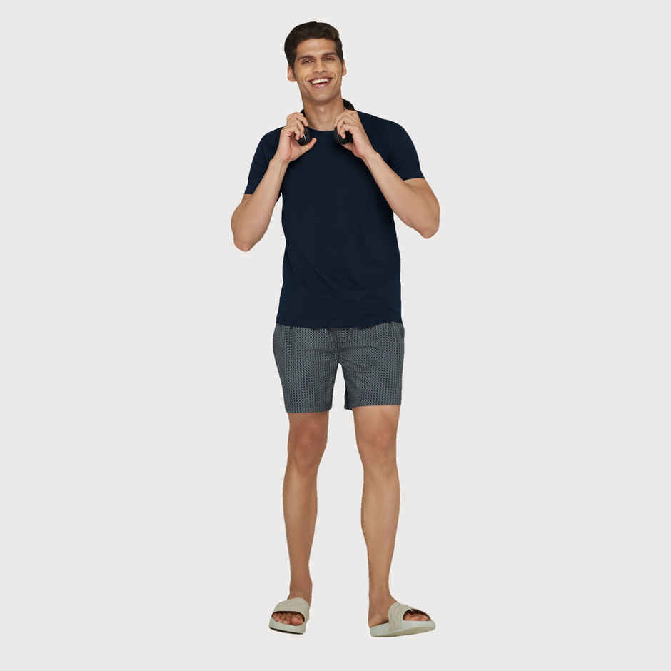 XYXX Men's Cotton Printed Boxer Shorts with Side Pockets, Green Hexagon| S