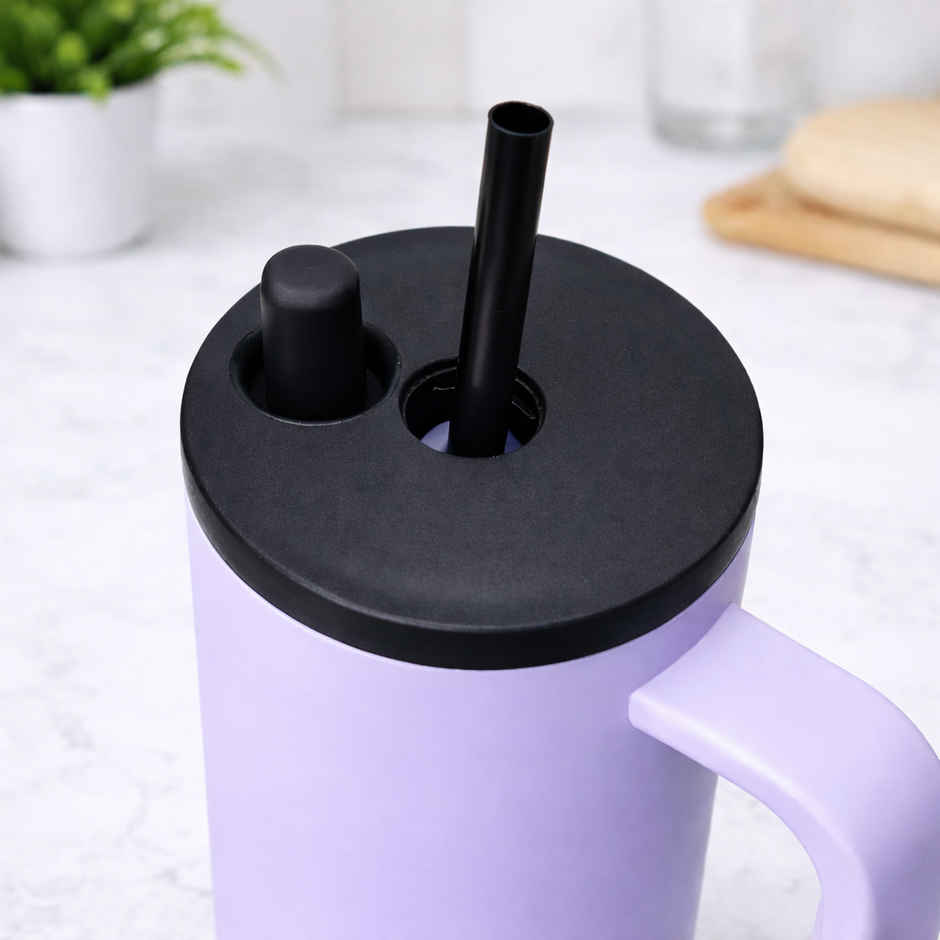 DesignLand Insulated Travel Mug with Handle and Straw Lid Leakproof Tumbler Lavender | 1200 ml