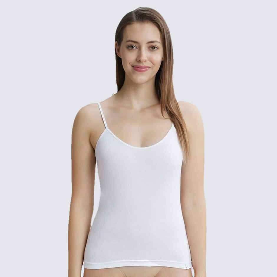 Jockey 1487 Women's Super Combed Cotton Rib Camisole|Adjustable Straps | White-S
