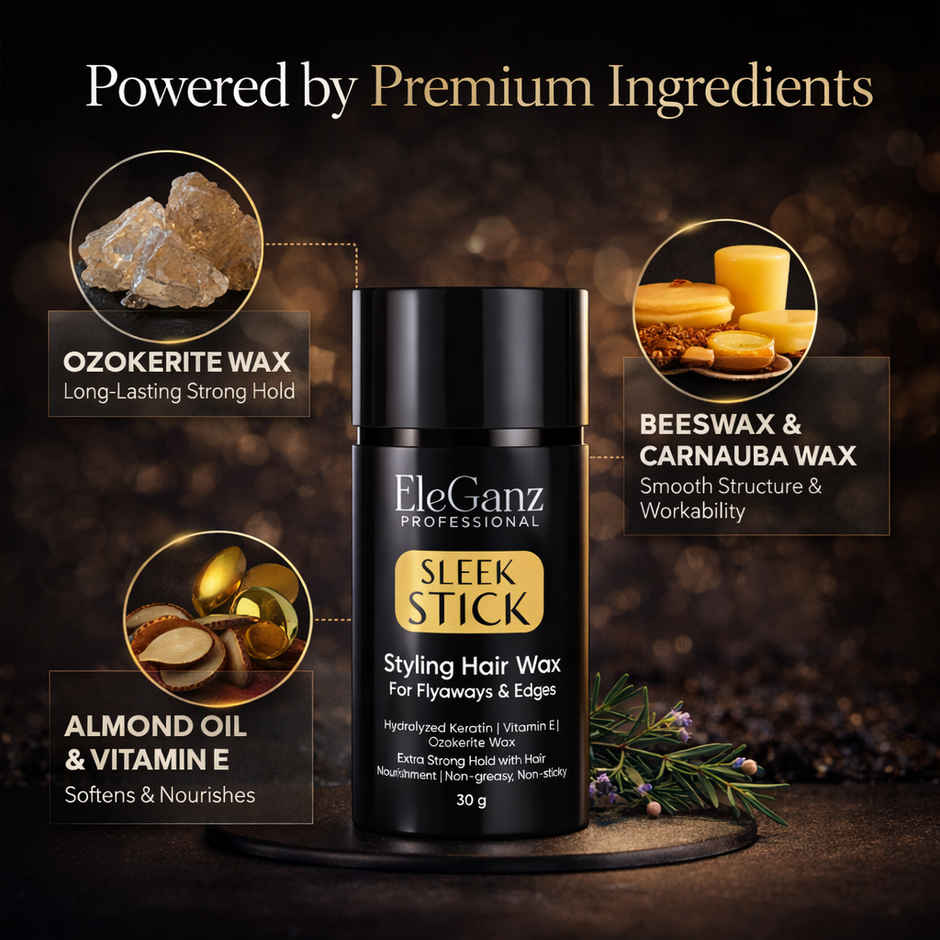 EleGanz Professional Sleek Stick | Hair Wax Stick | High Shine | Sets Flyaways | Non Sticky
