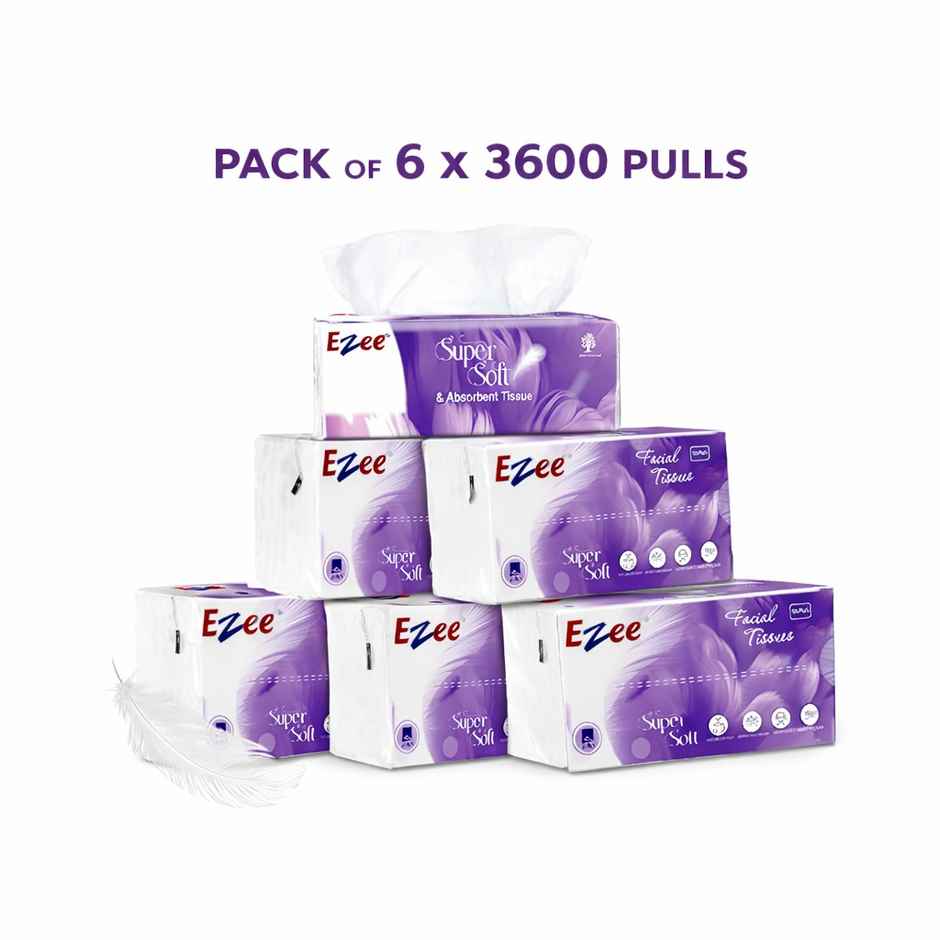 EZEE Soft Facial Tissue Paper | 2ply | 6 pack (600 pulls)
