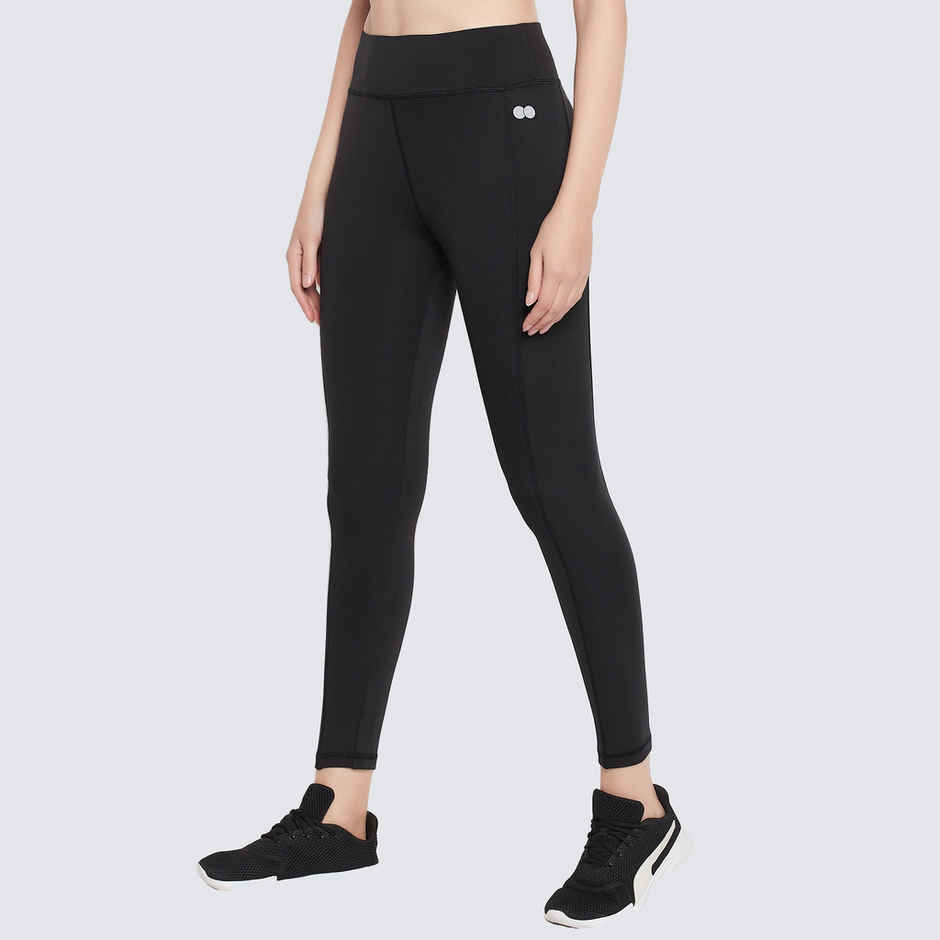 Clovia High-Rise Active Tights With Side Pocket | Black | XL
