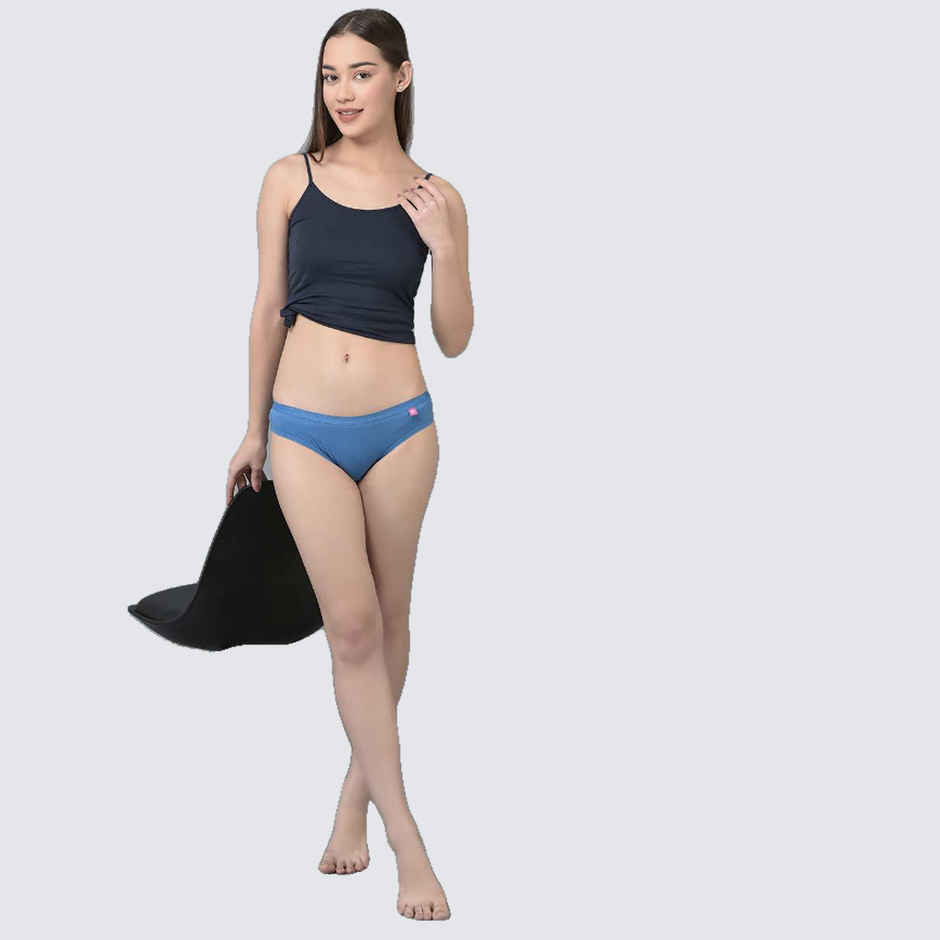 Dollar Missy Women's Combed Cotton Solid Outer Elasticated Bikini Panty | Pack Of 2 | Assorted | L