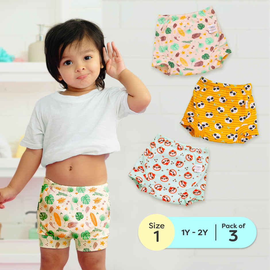 SuperBottoms Pack of 3 Potty Training Padded Underwear (1-2Y) for Mess-free Diaper free time