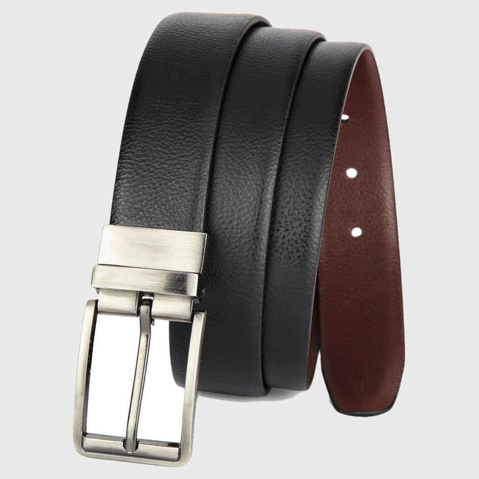Wildhorn Men's Textured Genuine Leather Reversible Belt | Black and Brown - Free Size