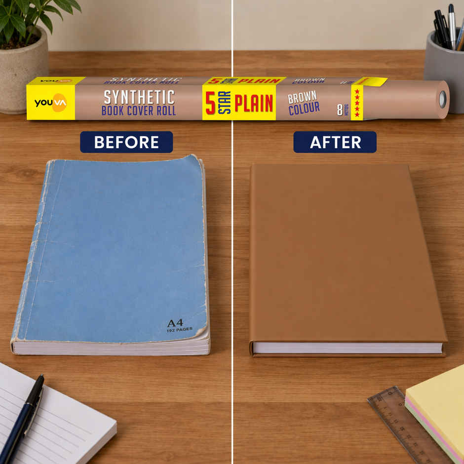 Navneet Youva Synthetic Cover Rolls Plain 5 Star 8 Meters Length X 35.5 Cm Height Brown