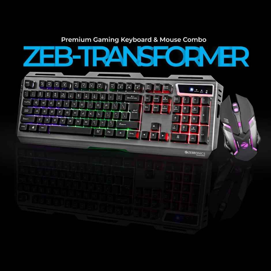 Zebronics Transformer Gaming Keyboard & Mouse Combo Mouse With 6 Buttons Led Lights 3200Dpi Black