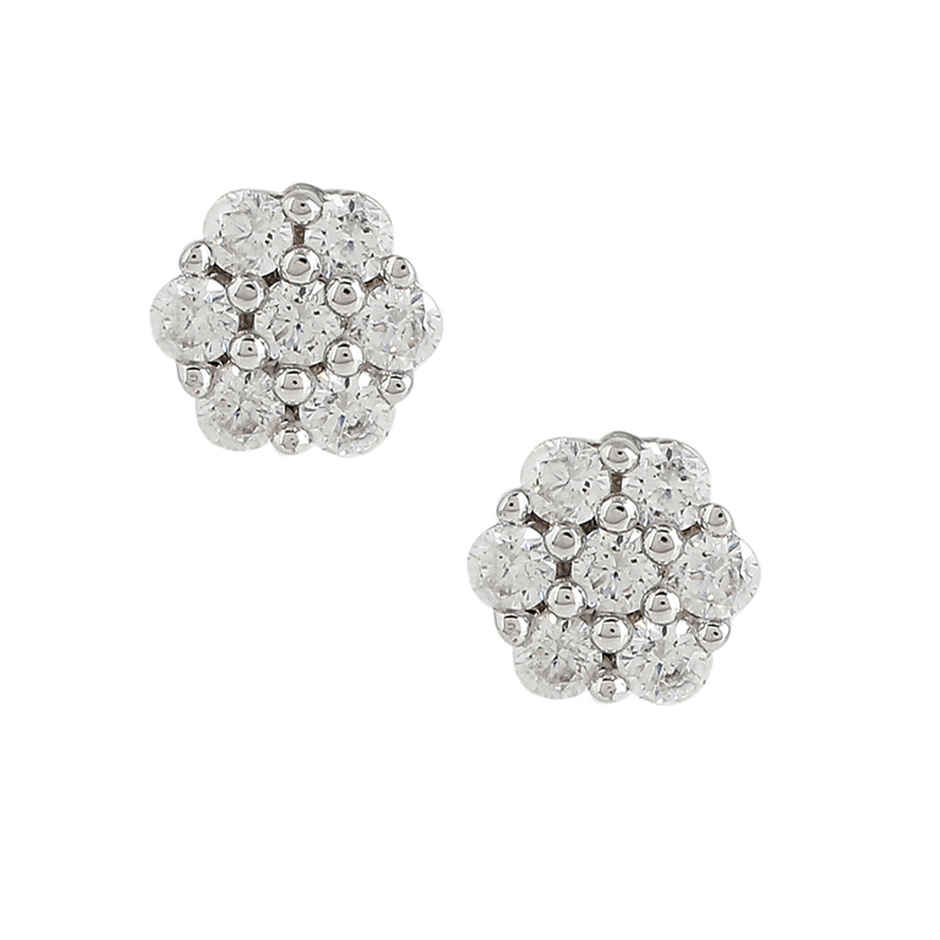 Voylla 925 Sterling Silver Cz Webbed Stud Earrings