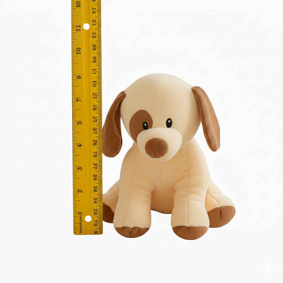 DearJoy Playful Dog Soft Toy Off White & Brown 25 cm