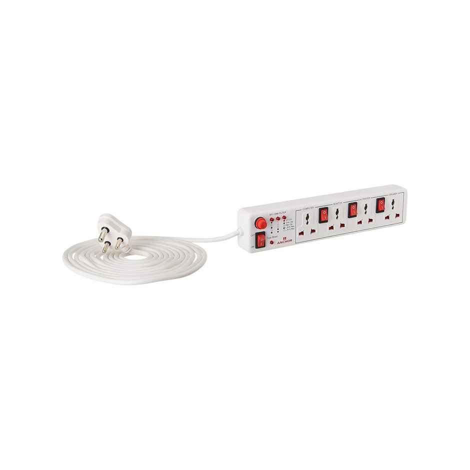 Panasonic 6 Amp Extension Board With 4 Way Universal Socket, 4 Switch & 4 Mtr Wire, 22569