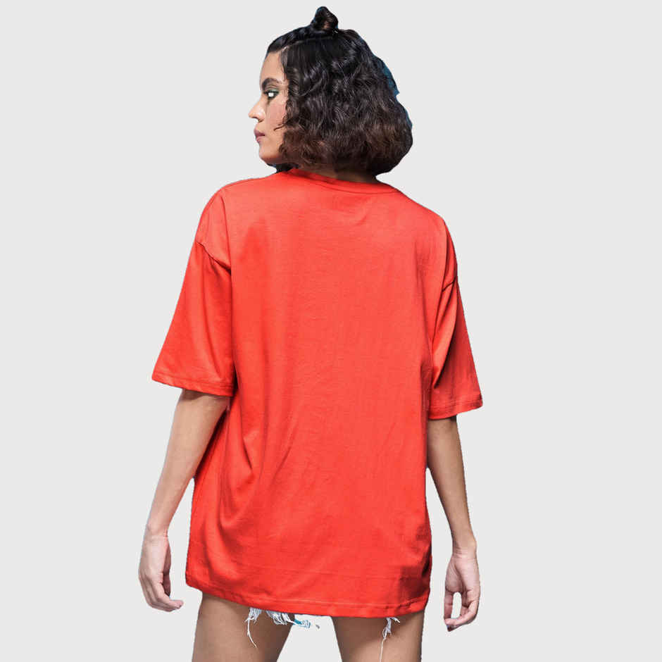 Smartees Womens Oversize Printed T-shirt | WW - 2031 | Orange - XL