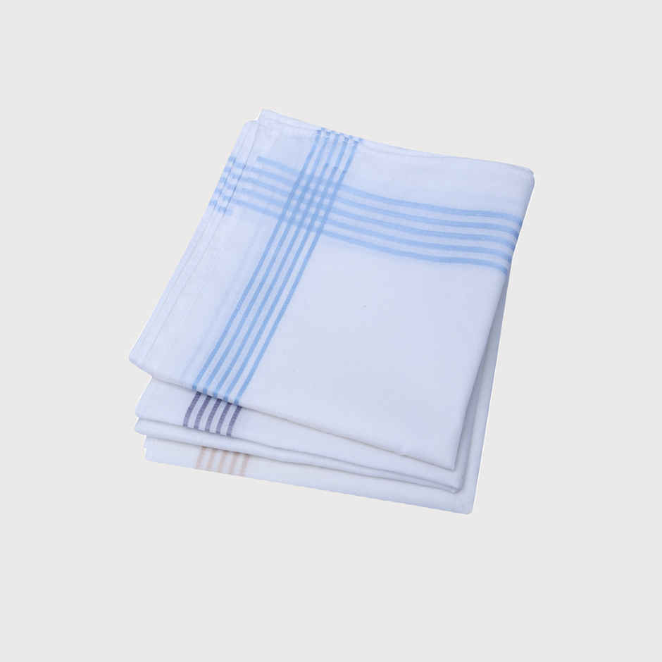 Dollar Men's Striped Cotton Handkerchief | White