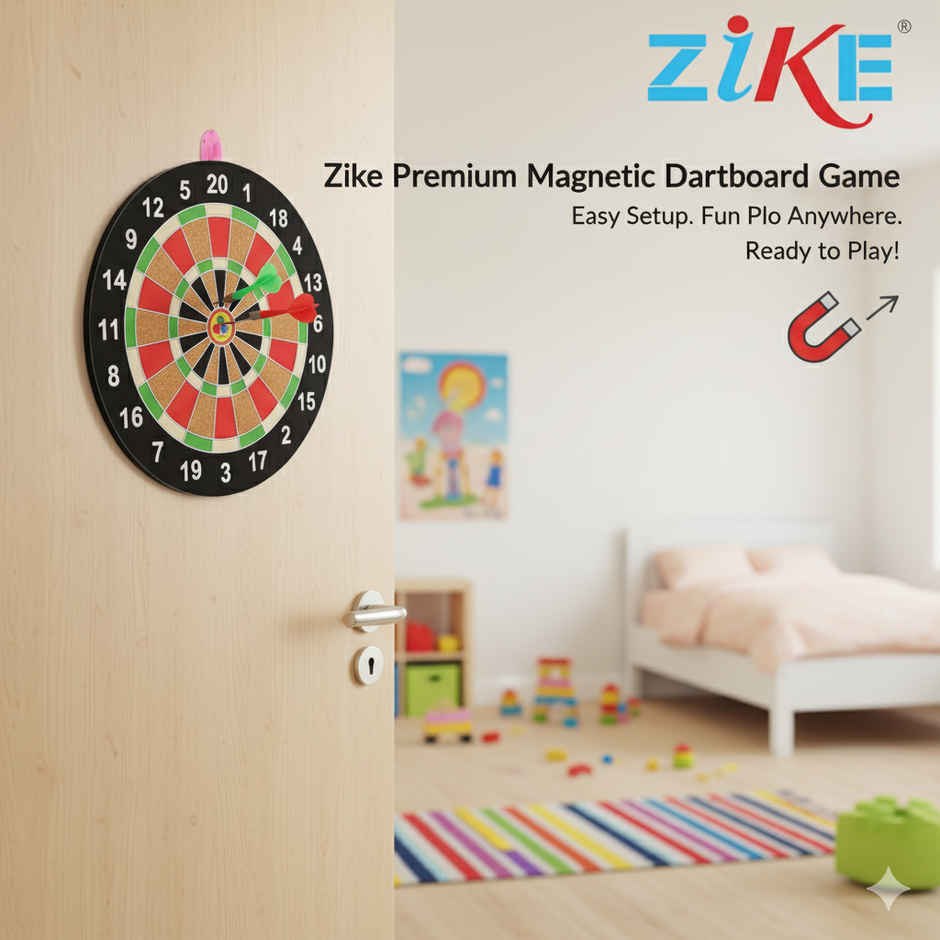 Zike Premium Wooden Dartboard Game Dart with 6 Magnetic Needle (14 inch)