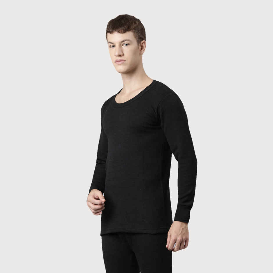 Rupa Thermocot Volcano Round Neck Full Sleeve Thermal Top For Men | Anthra Melange - XXL