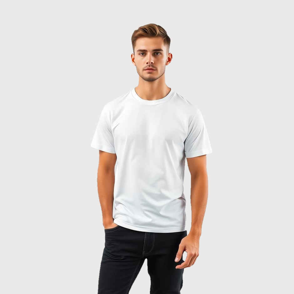 Springman Men Pure Cotton Solid Round Neck T-shirt | White - XL
