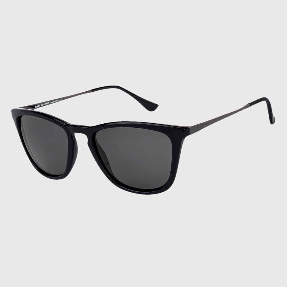 Vincent Chase By Lenskart Unisex Solid Polycarbonate Wayfarer Sunglasses | Black - L