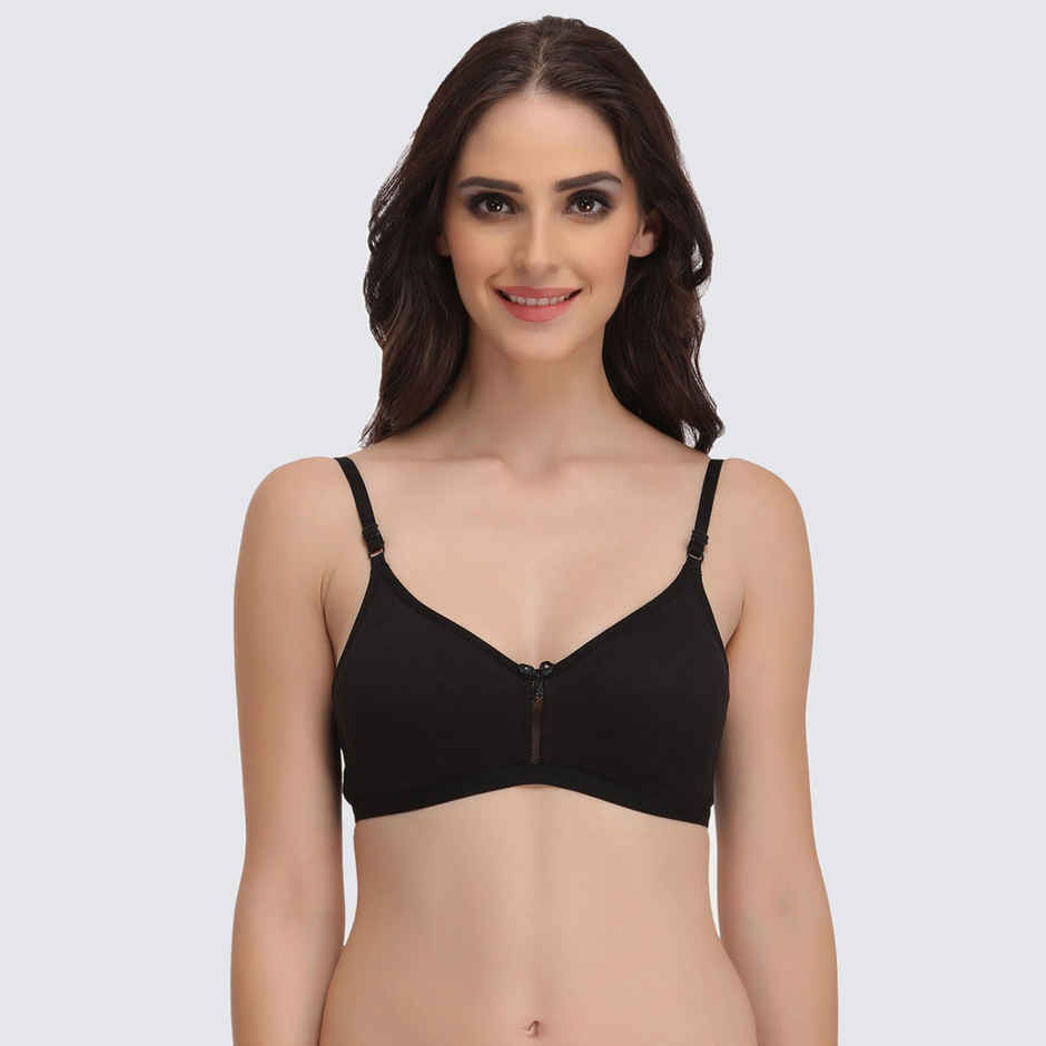 Clovia Women Non-Padded Non-Wired Full Coverage Bra - Cotton | Red and Black | 34B